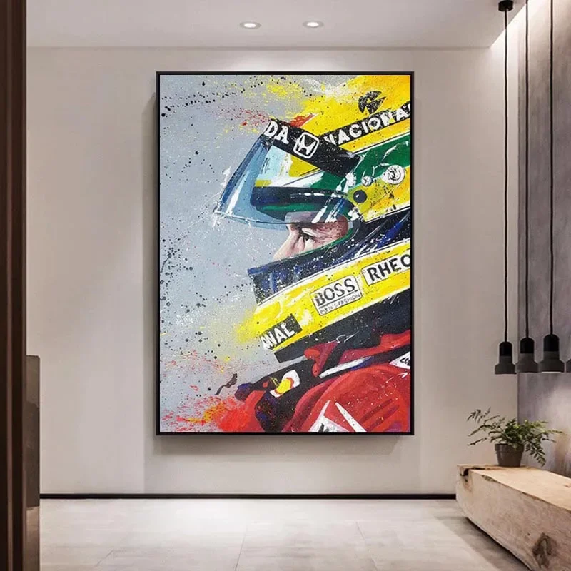 Scandinavian minimalist wall art Ayrton Senna Formula 1 Legendary Star Champion HD Poster Print Home Bedroom Living Room Decor motorsport picture car wall art print wall art print