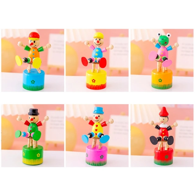 Cute Creative Swing Wooden Clown Dancing Desktop Toys 4.33x1.57
