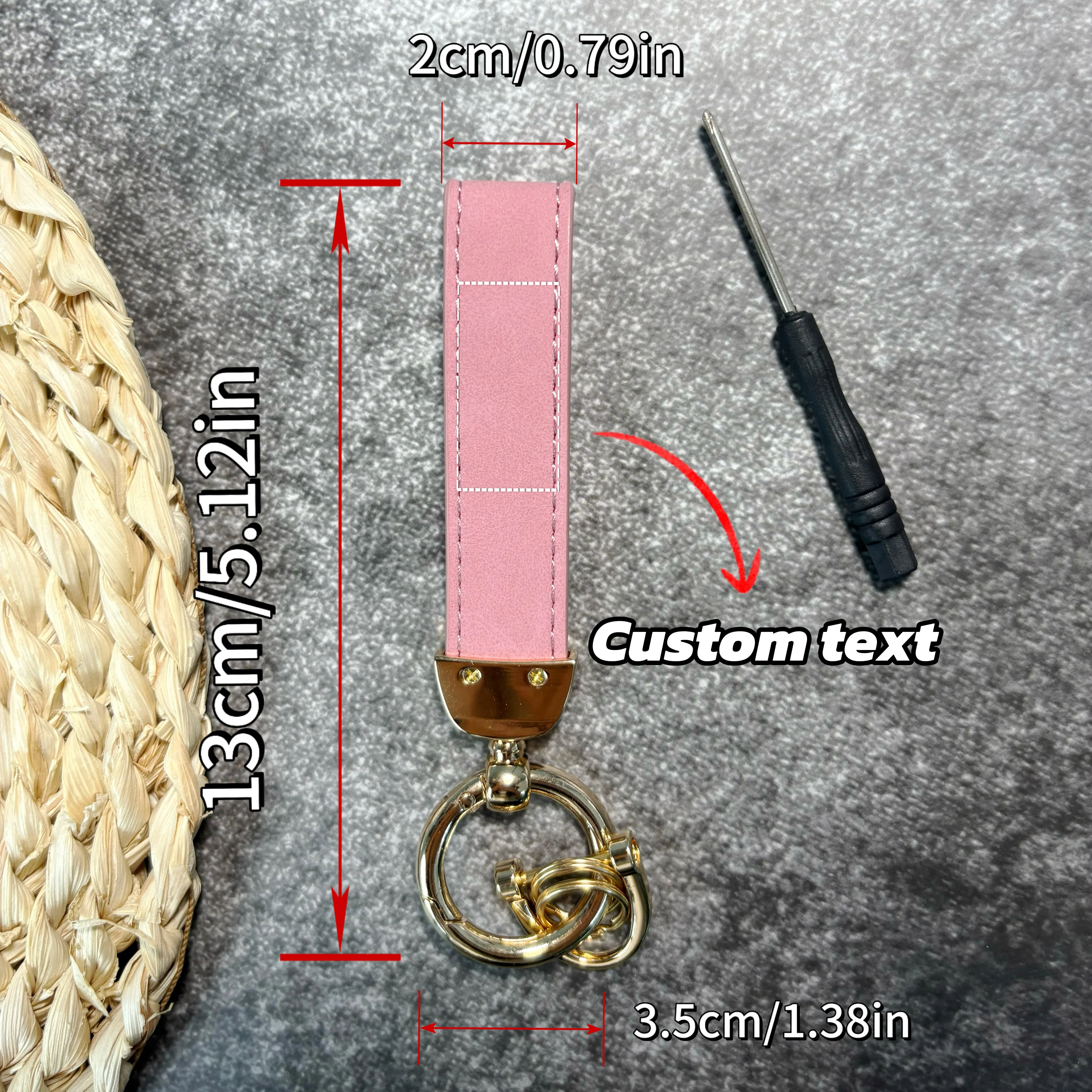 Customizable Laser-Engraved Faux Leather Keychain – Stylish & Durable Gift