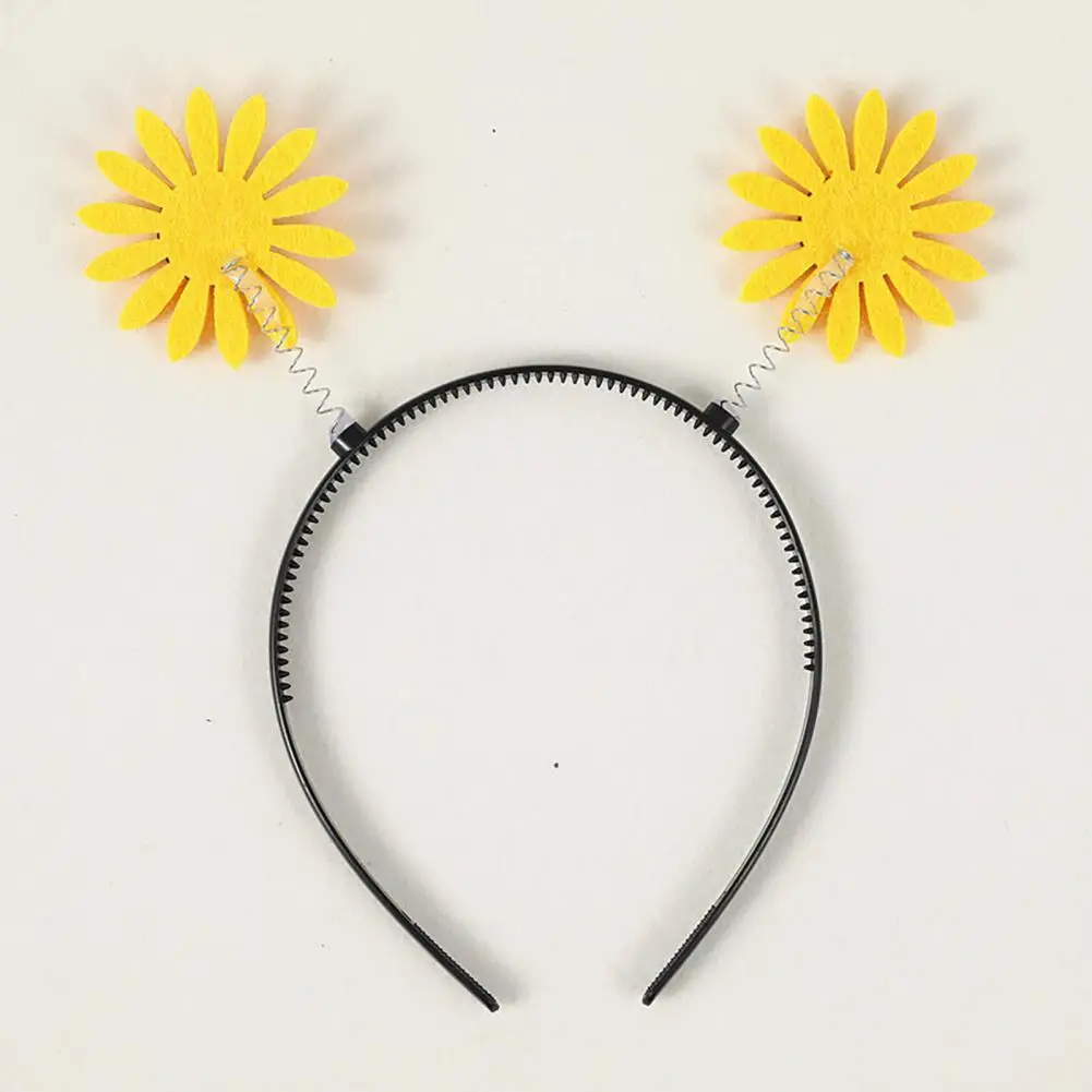 Sunflower Decor Hair Hoop Spring Design Anti-slip Teeth Headband Children Adult Plastic Lightweight Adjustable Flower Headband