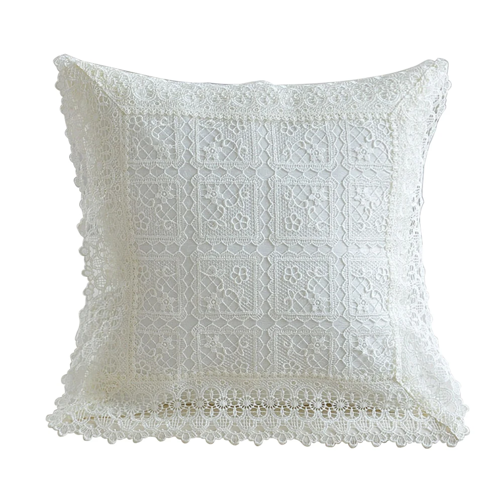 

Square Modern Removable Office Home Decor Bedding Embroidered Lace Zipper Pillow Case Cushion Cover Multifunction Washable Hotel