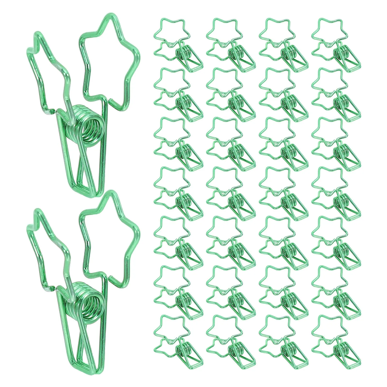 50Pcs 별 모양 금속 종이 클립 사무실 학교 용 녹색 귀여운 바인더 클립 종이 정렬 정리 북마크 장식 종이