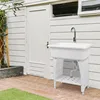 Spacious White Utility Sink Laundry Tub for Laundry Room, Garage Washing Station, Slop Sink, Freestanding Sink White 4
