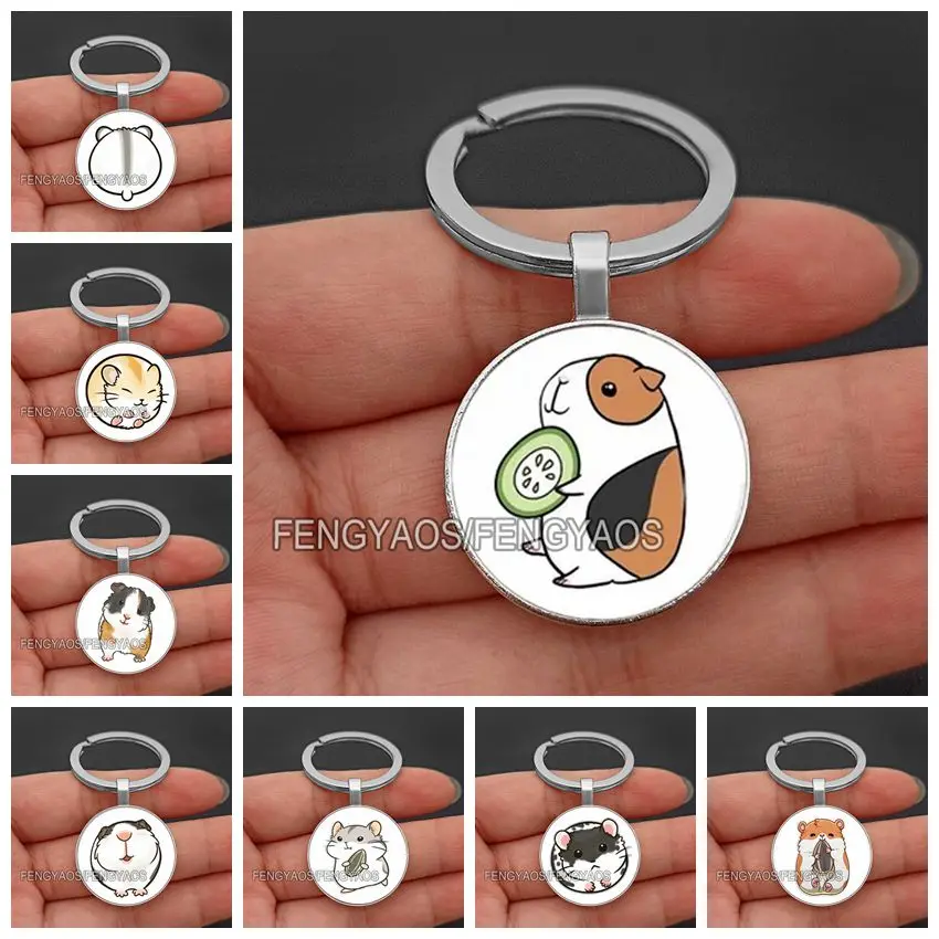 Portachiavi In Acrilico Carino Con Porcellino D'India Coronato Di Fiori - Regalo Per Amanti Animali, Zaino E Borsa
