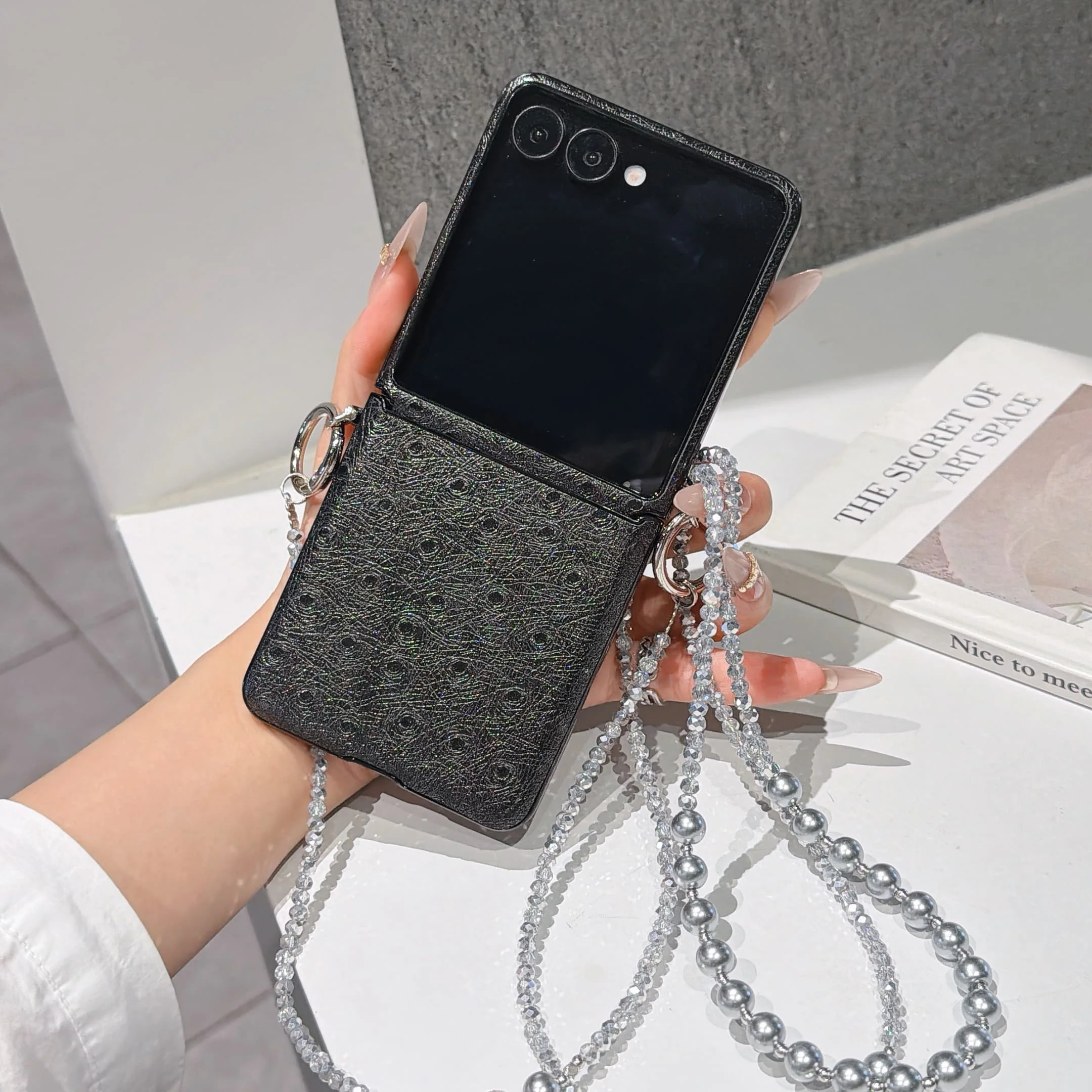 Premium PU Leather Crossbody Phone Case with Hinge Protection and Bracelet Strap