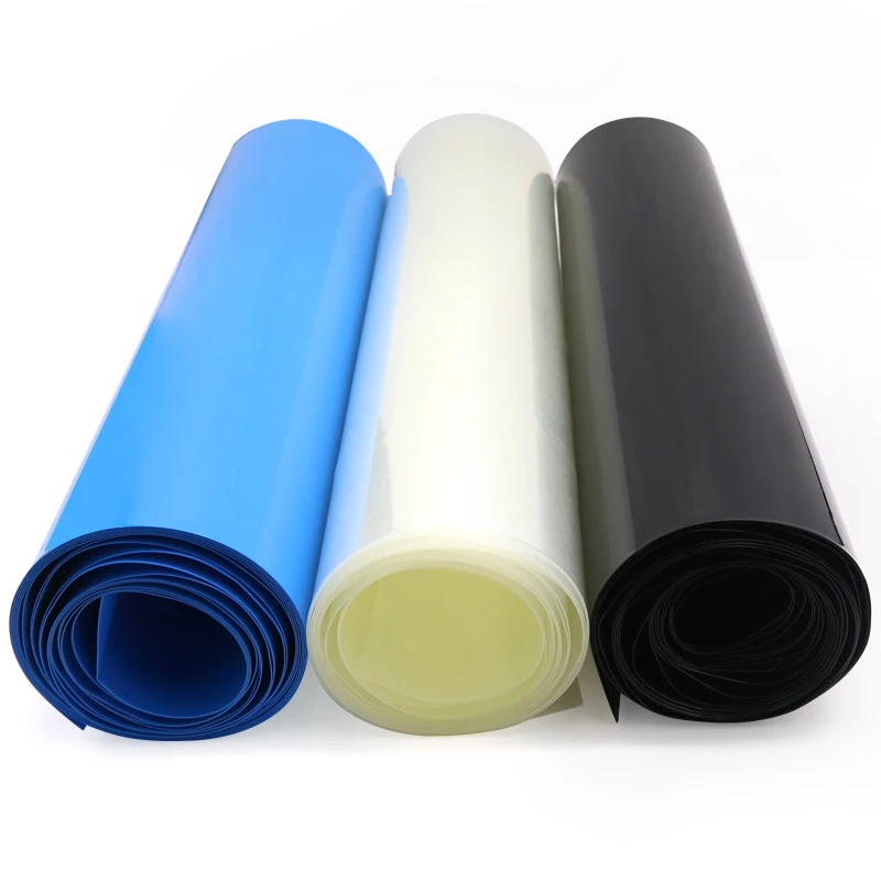 Paquete de Tubo termorretráctil de PVC para batería Lipo 18650, 85mm ~ 400mm de ancho, envoltura de película aislada, funda de Cable de litio, color azul