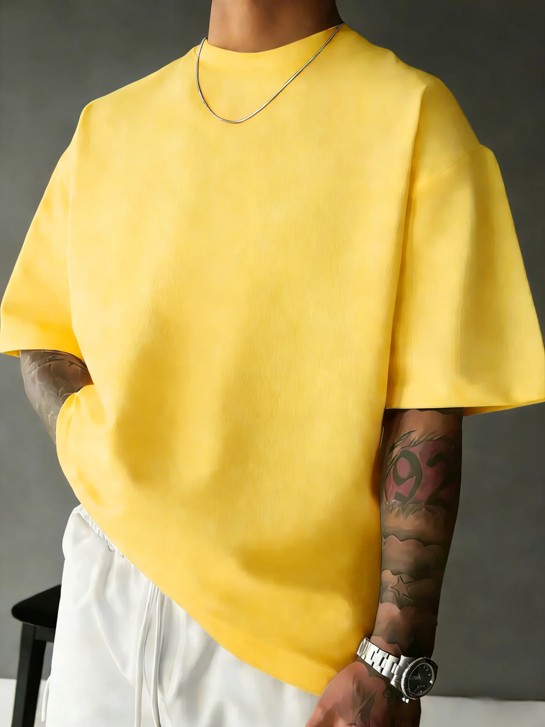 Sommer-Strand-T-Shirt aus Baumwolle mit kurzen Ärmeln für Herren, lässig, locker, kurz geschnitten, atmungsaktiv, bequem, Basic-T-Shirts, Sport, Streetwear, weich – Detail 13