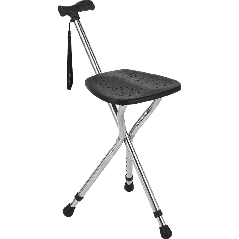 Folding Walking Cane with Seat for Seniors & Adults Adjustable Crutch Chair 300 Lbs Capacity Portable 5