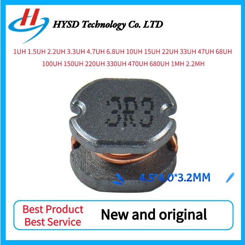 100PCS SMD Power Inductors CD43 1/1.5/2.2/3.3/4.7/6.8/10/15/22/33/47/68/100/150/220/330UH 1MH 2.2MH 1R0 1R5 2R2 3R3 4R7 6R8 13values 10pcs cd43 smd power inductor assortment kit 2 2uh 470uh chip inductors cd43 wire wound chip