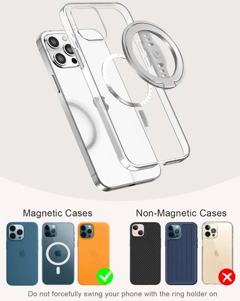 Magnetic Phone Grip and Stand with Silicone Finger Strap for Magsafe Ring Holder Only for iPhone 11 12 Pro/Pro 14Max/Mini