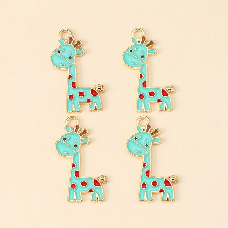 12Pcs Colourful Cartoon Giraffe Charms Enamel Alloy Pendant for DIY Cute Animal Keychain Necklace Jewelry Making Craft Supplies