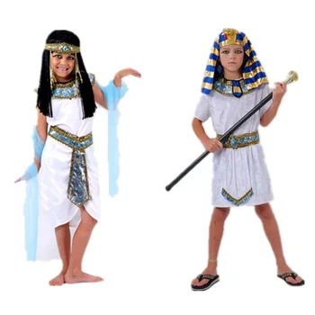 Pharaoh Cleopatra Costumes Cosplay Costume Princess Prince Family Halloween Carnival Party Dress