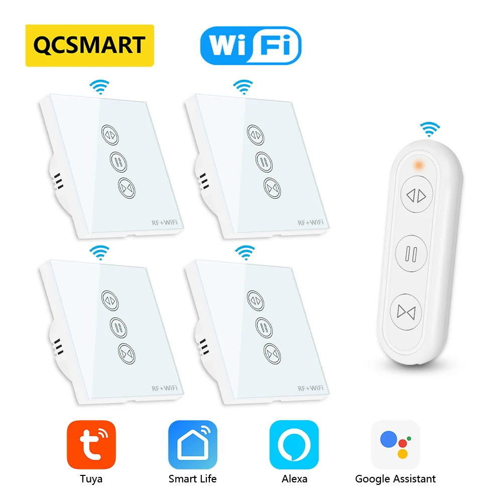 Smart Home Tuya Smart Life WiFi Curtain Switch with Remote for Electric Motorized Curtain Blind Roller Shutter Voice Control smart switch smart switch module