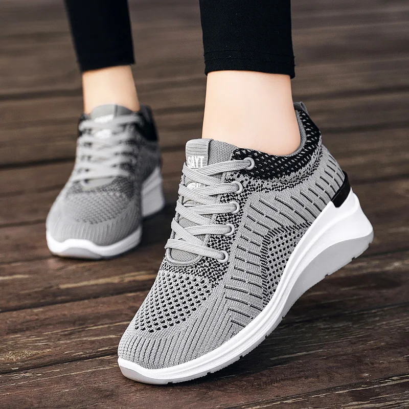 Autumn Thick Sole Sneakers Fashion Flat Sneakers Women Heightening Breathable Vulcanized Shoes Running Shoes Zapatillas Female