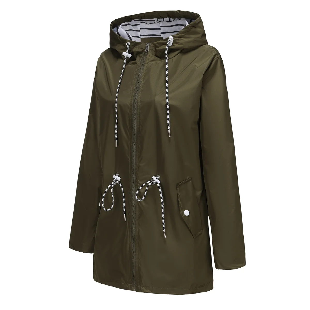 Image of New long-sleeved waterproof long windbreaker, women's hooded raincoat. S-3X