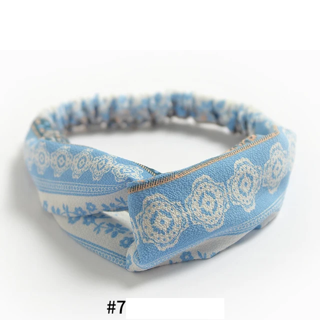 Summer Bohemian Bandanas Elastic Hair Bands Yoga Exercise Cotton Headband Women Headwear Print Vintage Cross Unisex Scrunchies Print Cross7