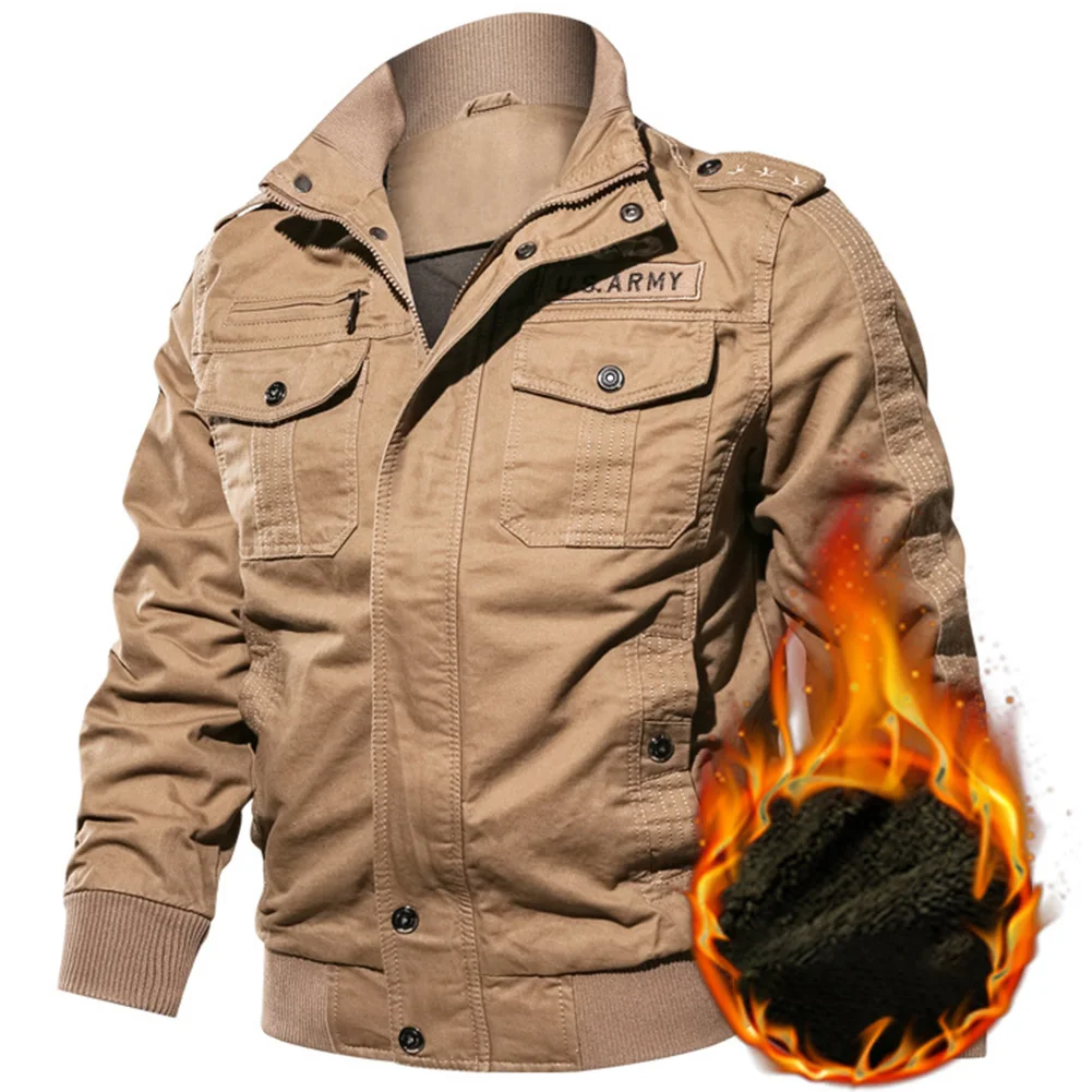 

Mens Coats Mens Tops Solid Color Stand Collar Thicken Warm Winter Zip-up Casual Daily Fleece Lined Long Sleeve