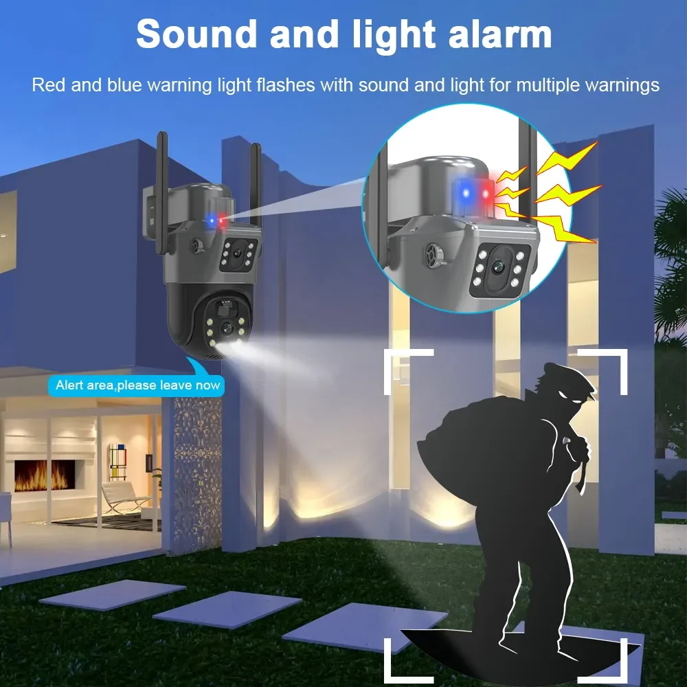 Solar-Kamera 4K 8MP WLAN Dual-Objektiv PTZ 4G 270 ° Dual-Screen PIR Menschenerkennungs-Außenüberwachungskamera mit CCTV-Funktion – Detail 6