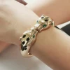KDLUN Fashion Leopard Bracelet Gold Color Animal Cuff Bangle For Women Black Enamel Alloy Statemen Jewelry Big Accessories 2024 3