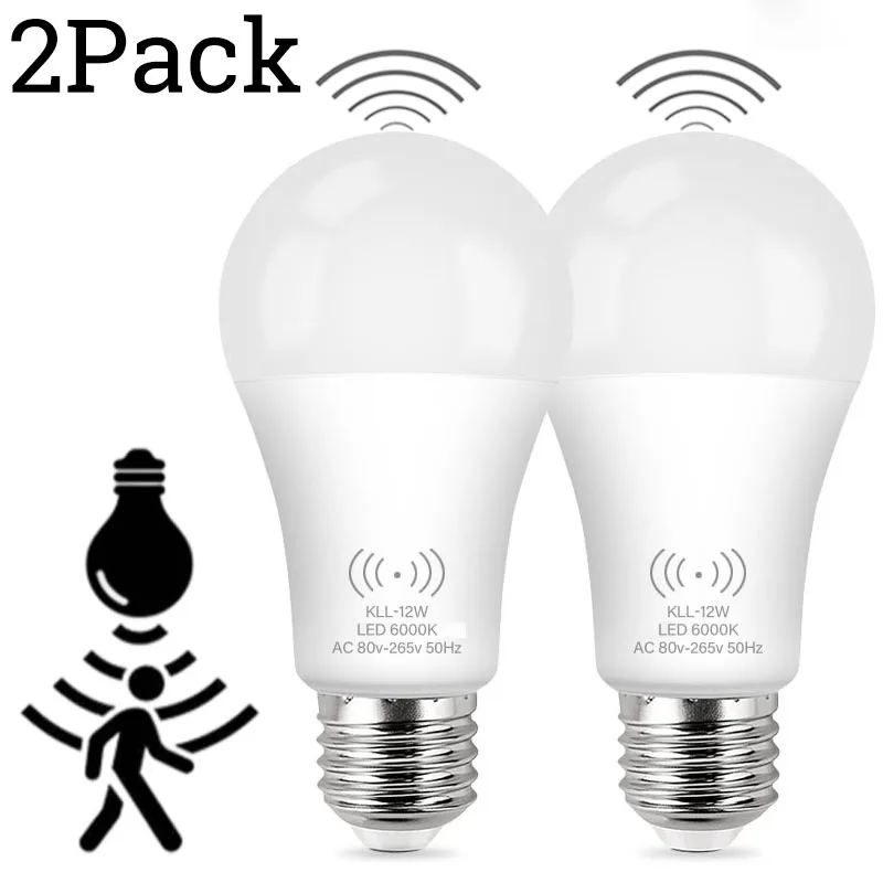 2 Pack E27 PIR Motion Sensor LED Light Lamp Sound Sensor LED Bulb AC 80-265V Safety Night Lights For Home Parking Lighting Bulbs