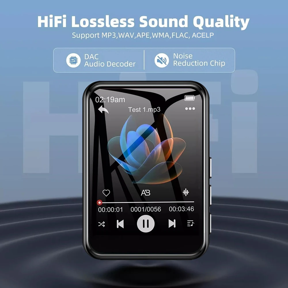 MP3 Player 2.4 Inch Touch Screen Bluetooth 5.4 Built-in Speaker Portable HiFi Music Walkman E-book/Recording