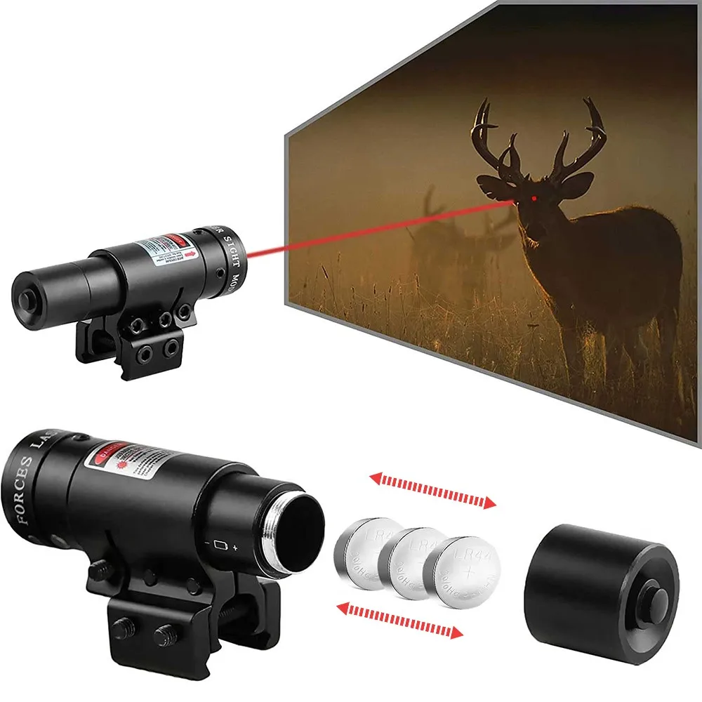 Tactical Red Dot Laser Sight Compact Red Laser Sights with Rail Mount for 11mm/20mm Rifle Pistol Airsoft with Batteries