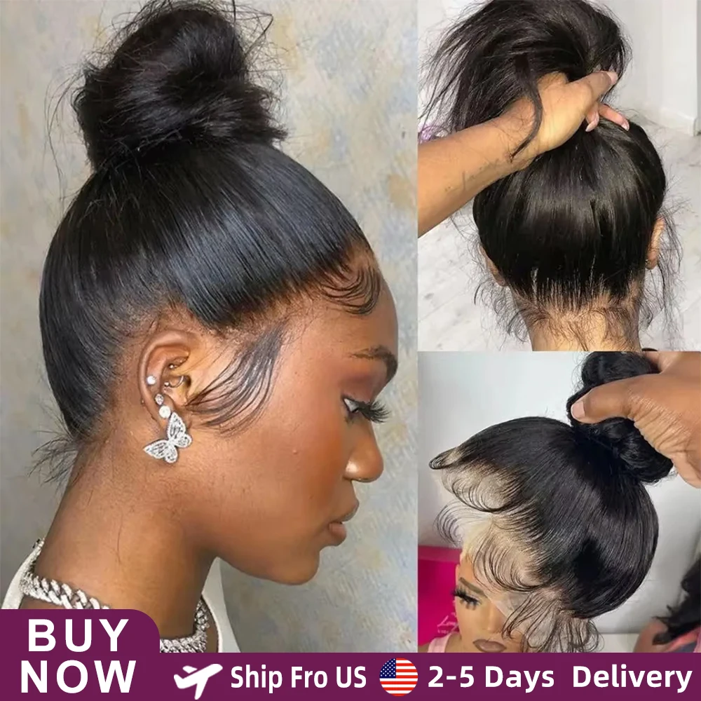 30Inch 360 Full Lace Wig Straight Human Hair Wigs 200Density HD Lace Frontal Wig 100% Human Hair Remy Lace Front Pre Plucked Wig