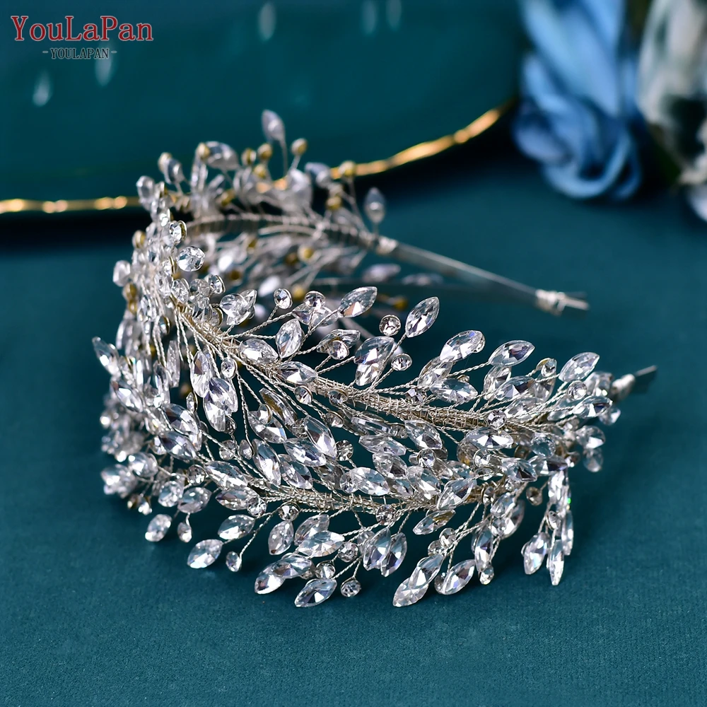 

YouLaPan Bridal Handmade Hair Hoop Wedding Bridesmaid Headband Women Rhinestone Hair Accessories Banquet Jewelry Girl Gift HP588