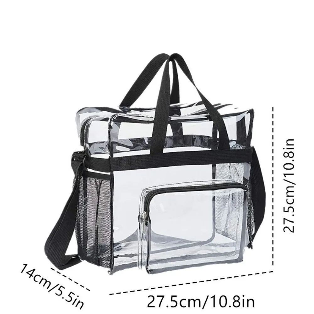 Transparent PVC Tote Bags Women Large Capacity Shoulder Bag Stadium Approved Men Portable Travel Clear Waterproof Handbags