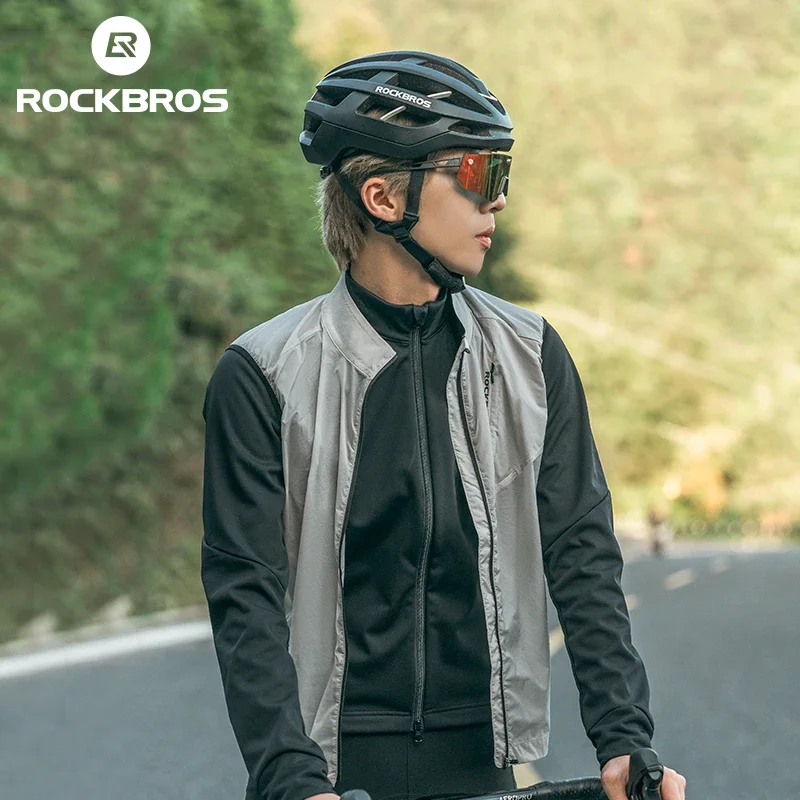 ROCKBROS Cycling Vest MTB Breathable Waterproof Bike Jacket Reflective Safety Vest Outdoor Running Lightweight Sport Wind
