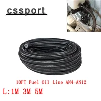 3M 10FT ท่อแข่งรถ AN4-AN12สแตนเลสถัก PTFE ท่อน้ำมันเชื้อเพลิงเย็นท่อรถท่อสีดำเงิน 1