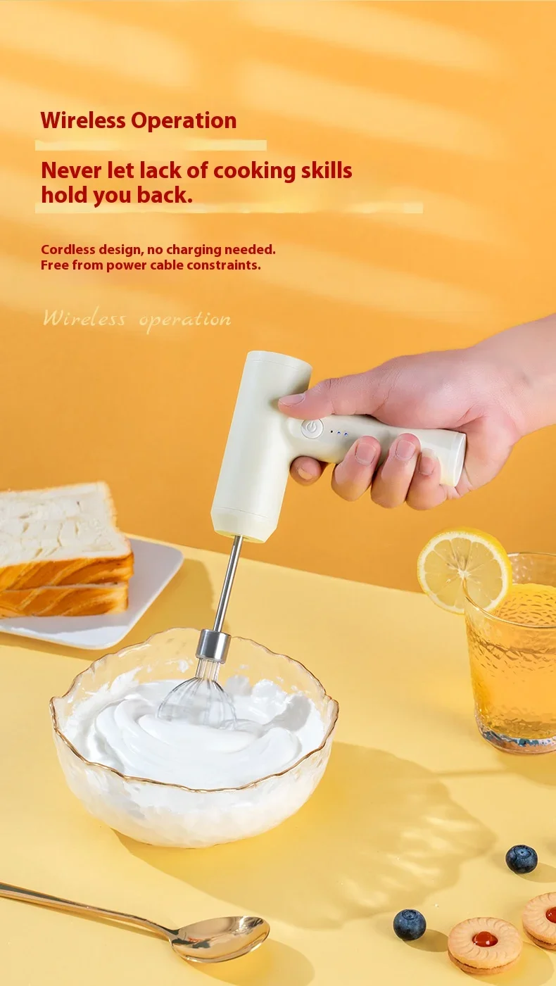 Wireless mini multi-functional egg beater, electric one piece, household small egg beater, high-power mixer