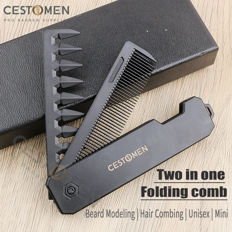 1 2 Pocket Folding Combs Plastic Wide Tooth Oil Head Comb Beard Combing...