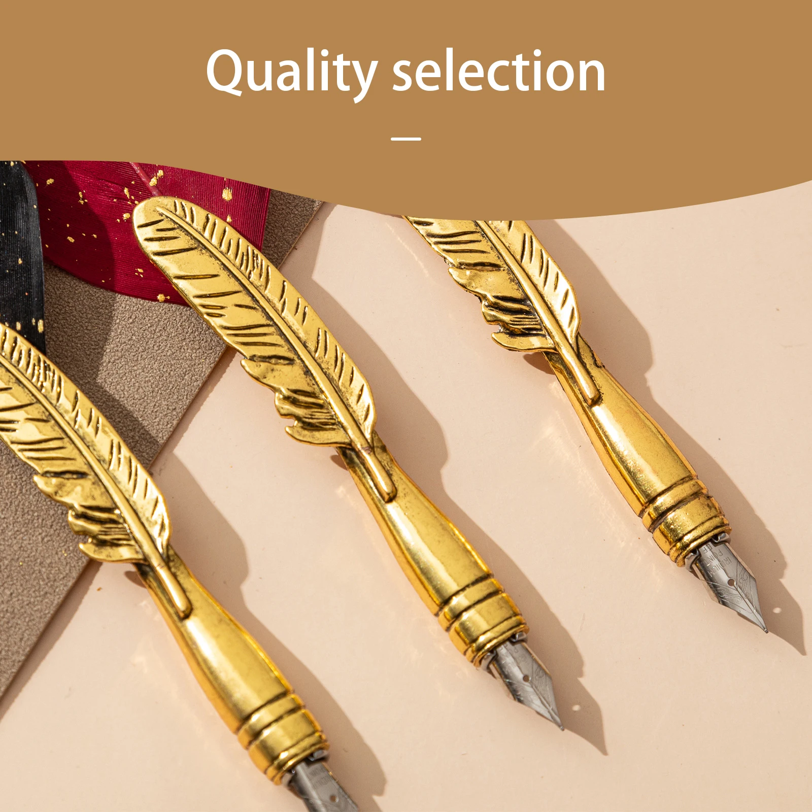 Quill Pen and Ink Set Retro Feather Dip Ink Pen Set Vintage Calligraphy Writing Signature with 5 Replacement Nibs Pen Holder