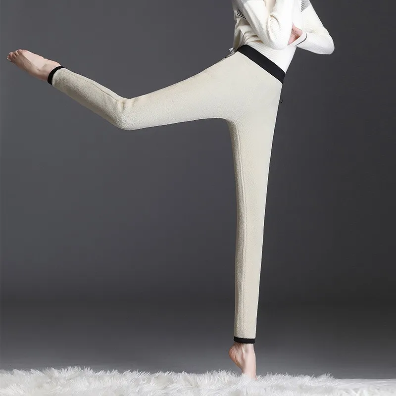 Women Solid Comfortable Stretchy Thermal Plus Size Fleece Lined Velvet Keep Warm Pants Winter Women Leggings High Waist Leggings
