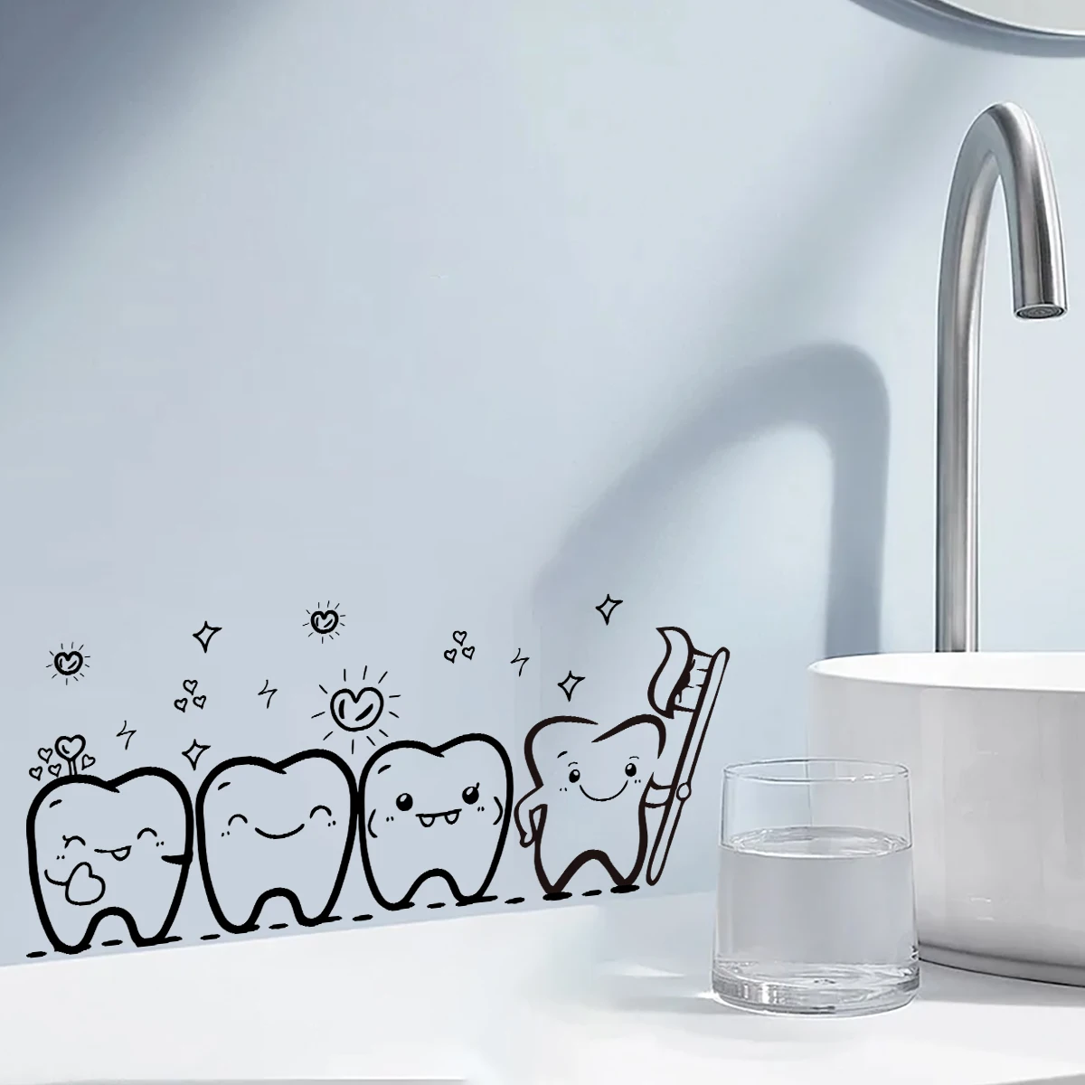 1PC Washstand Dental Wall Stickers Dental Clinic Oral Display Window Decoration Living Room Bedroom Wall Stickers