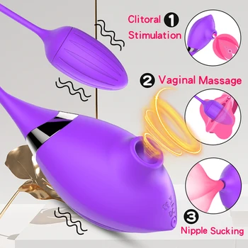 Sucking Vibrator For Women Vibrating Egg Clitoris Stimulator Sucker Nipple G Spot Dildo Vaginal massage Sex Toy for Women Couple 4