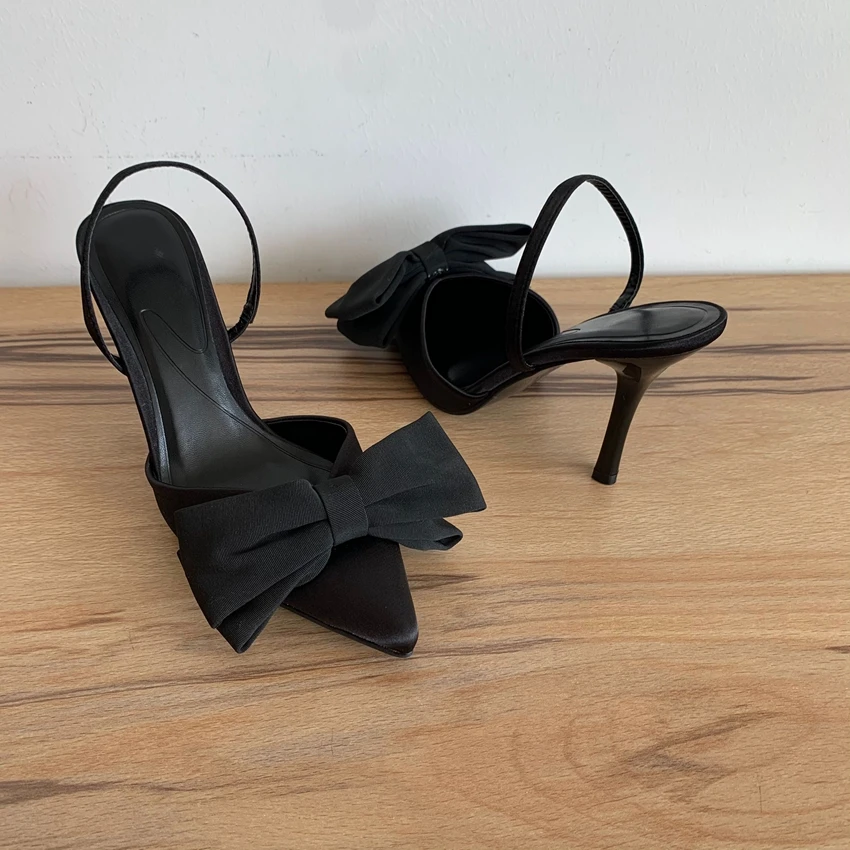 Sexy High Heels Women Bowknot Design Pointed Toe Party Banquet Shoes Fashion Elegant Slingbacks Sandals Woman Zapatos De Mujer