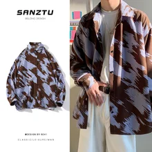 

Spring Long Sleeve Shirts Men Fashion Retro Printing Shirts Men Streetwear Loose Casual Shirts Mens Tie Dye Shirts M-3XL