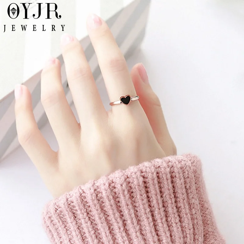 

OYJR Delicate Black Heart Ring Fashion Vintage Love Finger Rings кольцо женское for Women Jewelry Party Accessorie Girls Gifts