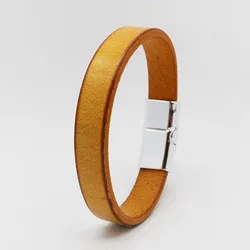 Elegant Vintage Cowhide Leather Bracelet with Magnetic Buckle - Stylish Men's Street Trend Accessory (Brown)