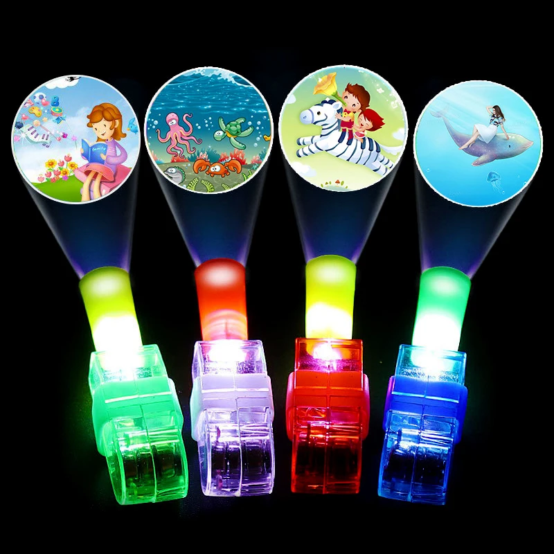 

1PC Cartoon Projection Lamp Flashlight Finger Lamp Light Up Led Toys For Party Birthday Christmas Decorations