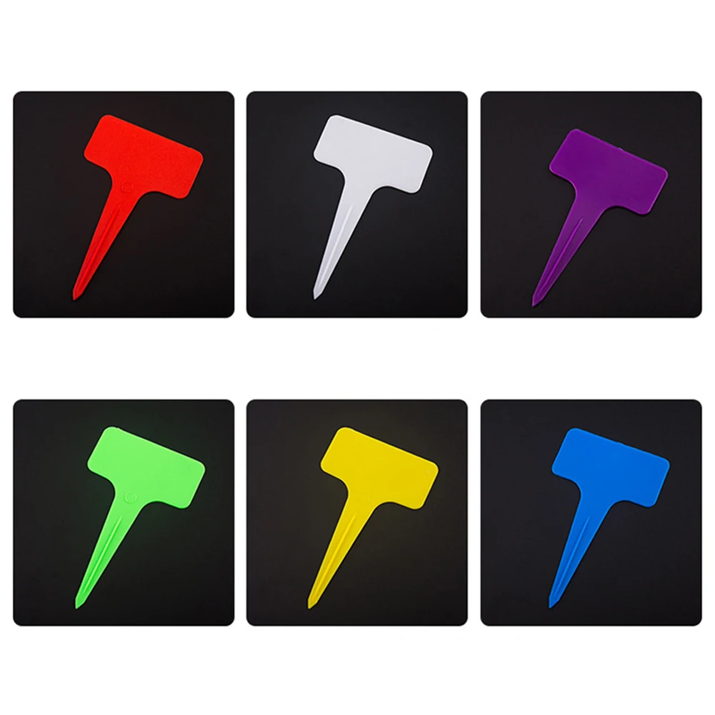 

50pcs Gardening T-Shaped Plastic Label Plant Tag Waterproof Writing Card Seedling Marking Garden Multicolor Labels Plants Sign