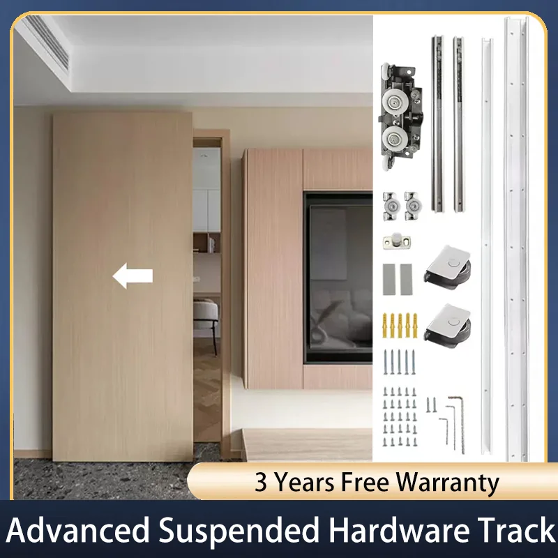 Hidden Sliding Ghost Door Barn Door Hardware Track Kit Translational Two-way er Accessories for Widths 700mm-1500mm sliding barn door guide