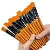 12pcs Wide Flat Acrylic Paint Brushes - 3/4 Inch Synthetic Nylon Bristles for Detail Art Painting, Oil, Watercolor - Bulk Paint 5