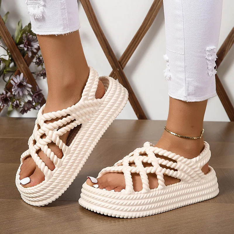 2024 New Summer Fashion Comfortable and Wear-resistant Thick-soled Beach Casual Sandals for Women, Trendy Heel Sandals