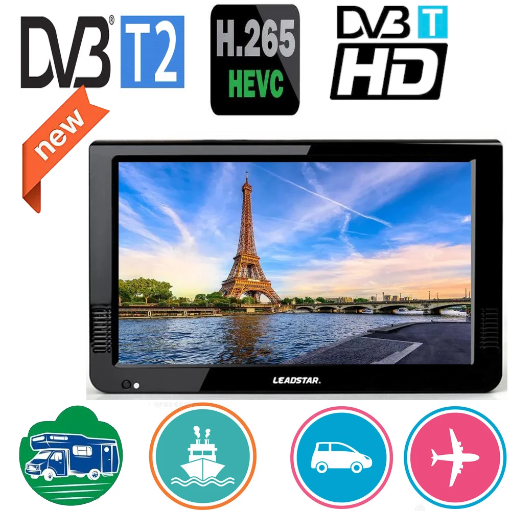 Leadstar-Mini Tv digital portátil, D10, 10 pulgadas, DVBT/DVBT2 e