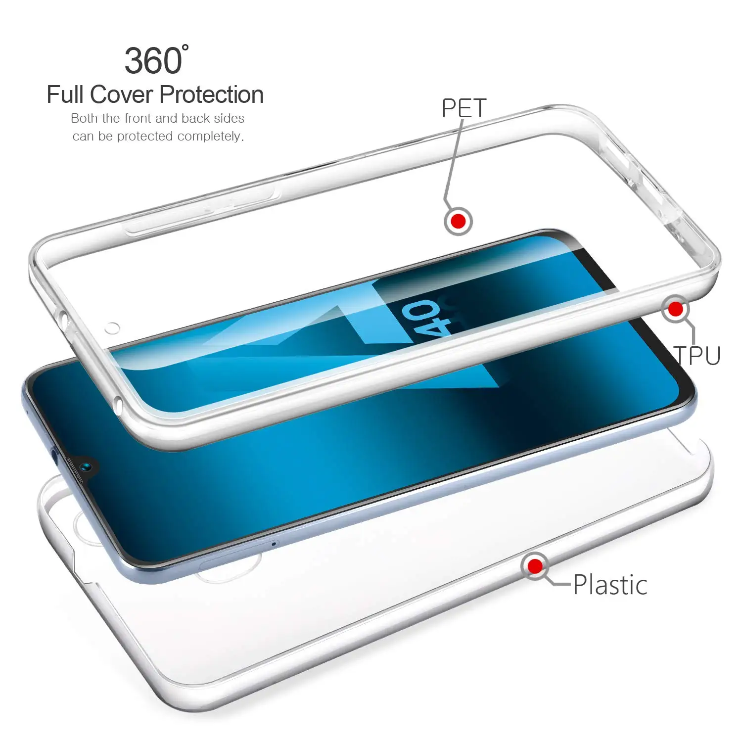 360° Full Body Clear Protective Case with Double-Sided TPU Design