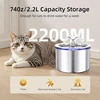 2.2L Pet Water Feeder With Transparent Window Silent Filter With Faucet Stainless Steel Automatic Dog Drinking Fountain 3