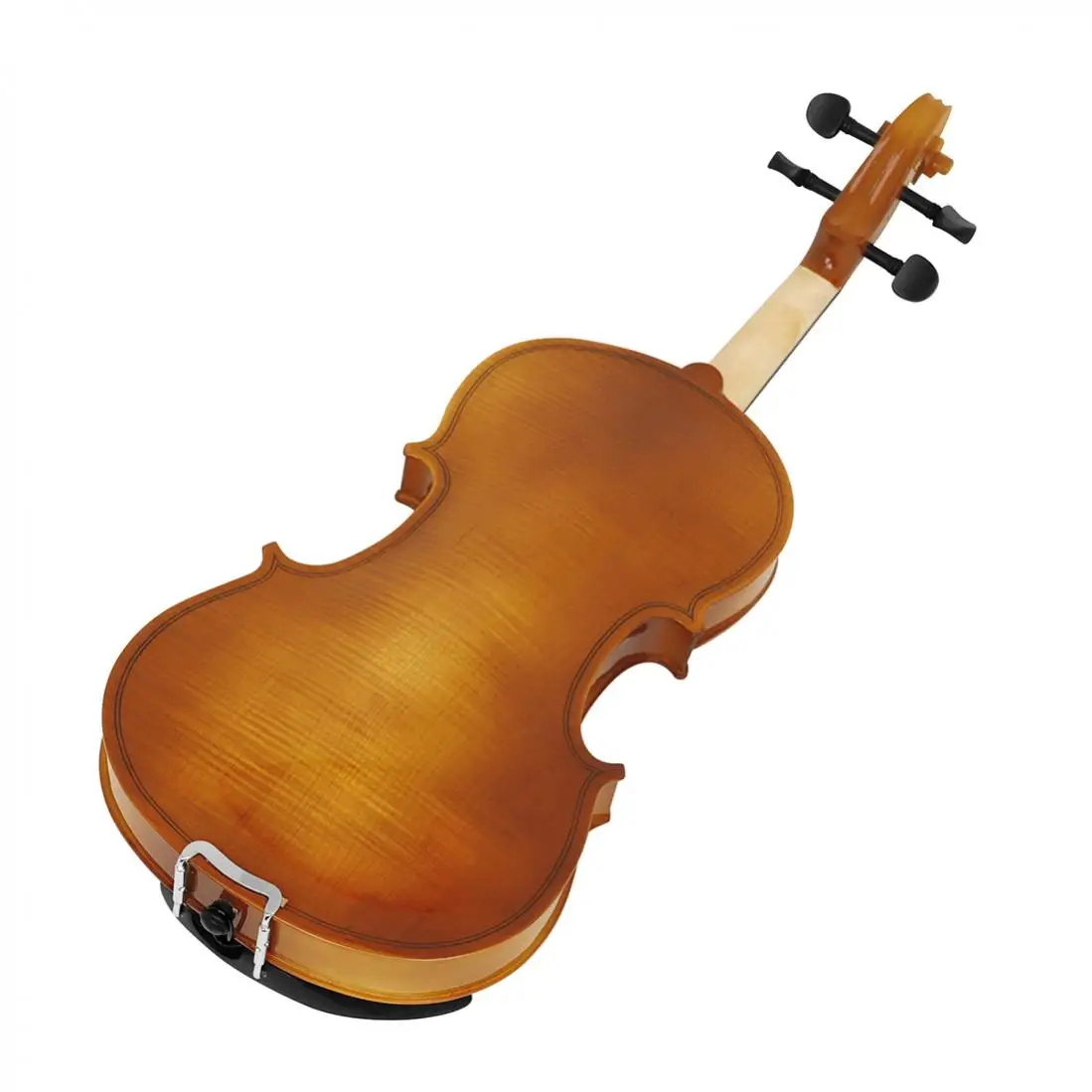 4/4 3/4 1/2 1/4 1/8 Bright Solid Wood Acoustic Violin for Beginners with Case & Bow, Ebony Chin Rest Natural Color Fiddle